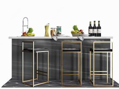 现代金属吧台3D模型下载